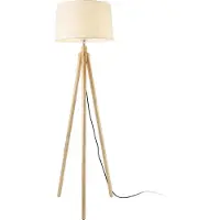 Lux.pro Vloerlamp, 153 cm, staande lamp, metalen en houten voet, wit []