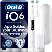 Oral-B - iO6 Electric Toothbrush - White - 2 Brush Heads, Premium Travel Case