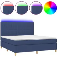 vidaXL Boxspring met matras en LED stof blauw 160x200 cm