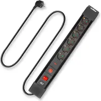ACT AC2450 Stekkerdoos - 6 Sockets - Aan/Uit - Overspanningsbeveiliging