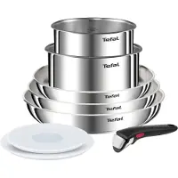 Tefal Ingenio Emotion L8968S04 – 8-delige pannenset – Inox braadpannen & steelpannen – Afneembare handgreep – Hermetische deksels – Stapelbaar – Inductie & ovenbestendig