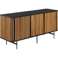 TecTake Dressoir Lineo - 156 x 45,5 x 74 cm - Houten Kast met Lamellenlook - 3 Opbergvakken met Magnetische Deuren en Tussenplanken - TV-Meubel - Opbergkast - Keukenkast - Commode