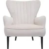 Mendler Lounge fauteuil -K37, cocktail fauteuil gestoffeerde fauteuil, fluweel (280g/m²) ~ crème-beige