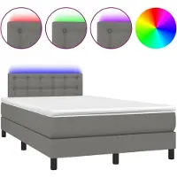 Syfax Boxspring met matras en LED stof donkergrijs 120x190 cm