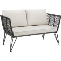 TecTake Wicker loungebank - Compacte tuinbank met dikke kussens - Ideaal voor balkon, tuin of terras - Stijlvolle en comfortabele loungebank voor buiten - Rope-design