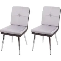 MCW Set van 2 eetkamerstoelen -G48, keukenstoel gestoffeerde stoel leunstoel, kunstleer fluweel MVG-gecertificeerd ~ grijs