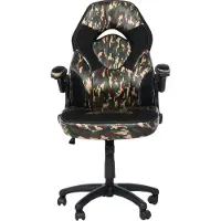 Mendler Bureaustoel -K13, draaistoel gamestoel, ergonomisch, verstelbare armleuning, kunstleer ~ camouflage-zwart