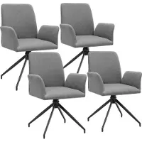 TecTake Draaifauteuil Daya - Set van 4 Draaifauteuils met Armleuning - 360° Draaibare Eetkamerstoel - Draaibare Fauteuils - Gestoffeerd - Antraciet