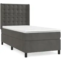 Syfax Boxspring met matras fluweel donkergrijs 90x190 cm