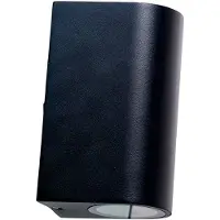 Dyberg Larsen Læsø buitenwandlamp, 2-lamps, zwart, Aluminium, Design, Wandlamp buiten