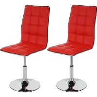 Mendler Set van 2 eetkamerstoelen -C41, keukenstoel, in hoogte verstelbaar en draaibaar, kunstleer, MVG-gecertificeerd ~ rood