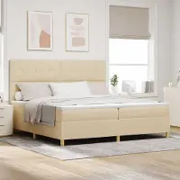 Prolenta Maison Exclusive - LED boxspringbed met hoofdeinde, crème kleur, 200 x 200 cm, gestoffeerd