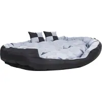 Syfax Hondenkussen omkeerbaar en wasbaar 150x120x25 cm grijs en zwart