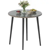 Outsunny Tuin Eettafel-Staal, gehard glas-Ø80 x 74H cm-Grijs
