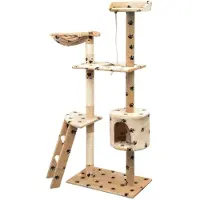 Syfax Kattenkrabpaal met sisal krabpalen 150 cm pootafdrukken beige