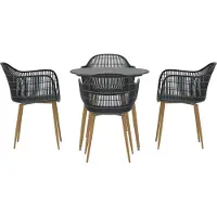 Venture Home Anafi tuinmeubelset tafel 80x80cm 4 stoelen zwart.