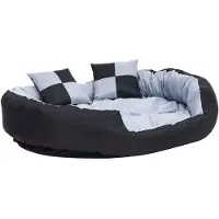 Syfax Hondenkussen omkeerbaar en wasbaar 110x80x23 cm grijs en zwart