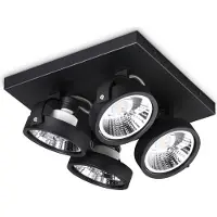 Ideal Lux Moderne plafondlamp Konig Metallo, zwart, 4x10W, GU10, 3000K, warm licht