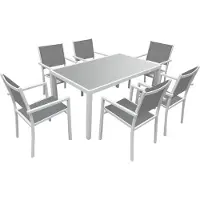 Happy Garden BERGAMO grijs textilene tuinset 6 zitplaatsen - wit aluminium
