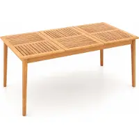 Costway Tuintafel, buitentafel, acaciahout, grote terras tafel 170x90 cm voor 6 personen, rechthoekige balkontafel met parasolgat