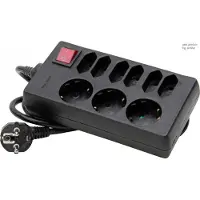 Kopp 129805005, 1,4 meter, Type C, Zwart, Rood, 9 stopcontacten, 16A, 250V
