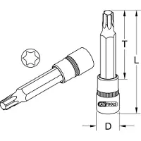 Ks Tools 3/8" CHROMEplus bit-steeksleutel, Torx, lang, T30