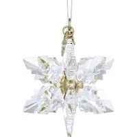 Swarovski kerstster 3D 2024 5674347 | kerstornament beeldje, Kerststerrencollectie | goudkleurig wit kristal sierstuk
