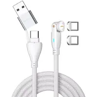 4smarts USB-C/USB-A naar USB-C 100W Magnetische Oplaad Kabel PD 1.8 Meter Wit