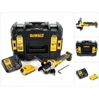 DeWalt DCG 405 D1 accu haakse slijper 18V 125 mm borstelloos + 1x accu 2,0 Ah + oplader + TSTAK