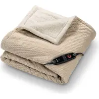 Beurer Elektrische Deken Premium - Warmtedeken - 1 persoons 180x130cm - BSS (Safety System) - Corduroy - Beige - 3 Jaar Garantie