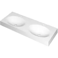 Ink Smooth Meubelwastafel 120x45cm Polystone - Dubbel - 2 Kraangaten - Mat Wit - 8718835157852 - Rechthoekig - Wastafels, Meubelwastafels