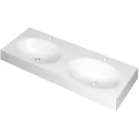 Ink Smooth Meubelwastafel 120x45cm Polystone - Dubbel - 2 Kraangaten - Glans Wit - 8718835157579 - Rechthoekig - Wastafels, Meubelwastafels