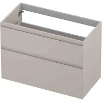 Ink Onderkast 90x45cm - Greeploos - 2 Lades Asymmetrisch - Mat Kasjmier Grijs - Badkamermeubels, Wastafelonderkasten - 8718835148027