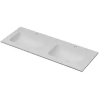 Ink Aspekt Meubelwastafel 120x45cm Keramiek - Dubbel - 2 Kraangaten - Mat Wit - 8718835145712 - Rechthoekig - Wastafels, Meubelwastafels