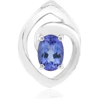 Cavill - Zilveren Hanger - 925 Sterling Zilver met Palladium - Ovale Briljant geslepen Tanzaniet 0,697 ct - Luxe Blauwe Edelsteen Sieraad