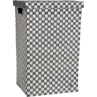 Handed By - Wasmand met deksel - Opbergmand - 81 liter - Cube XL - donkergrijs geruit patroon