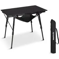 TRVLMORE Campingtafel Verstelbaar - 90x52x71cm - Inklapbare Tafel met Aluminium Frame - Lichtgewicht - Kampeertafel - Klaptafel - Zwart