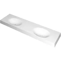 Ink Smooth Meubelwastafel 180x45cm Polystone - Dubbel - 2 Kraangaten - Mat Wit - 8718835157951 - Rechthoekig - Wastafels, Meubelwastafels