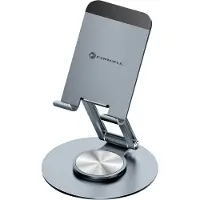 Forcell , Universele opvouwbare bureauhouder Fold Stand 3 van aluminium met draaibare ronde voet, Grijs