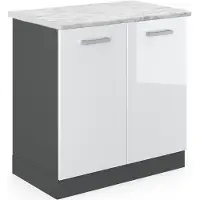 Vicco R-Line Wastafelkast – 80 cm WB Marmer Wit Hoogglans