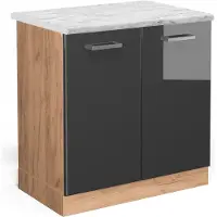 Vicco Wastafelkast R-Line Antraciet Hoogglans 80 cm WB Marmer, Model 45390