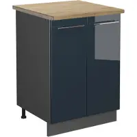 Vicco Fame-Line Keukenonderkast – 60 cm, WB Eik Donkerblauw hoogglans