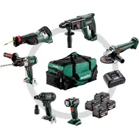 Metabo Combo Set 6.1 | Accu combiset 18V SB 18 LTX + KH 18 LTX 24 + W 18 L 9-125 Quick + ASE 18 LTX + SSW 18 LTX 300 BL + ULA 14.4-18 LED in gereedschapstas (4x 4.0Ah accu + ASC 55 lader) - 685211000