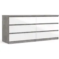 Ebuy24 Nada kommode breed met 6 lades, betondecor/wit hoogglans.