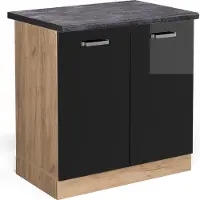 Vicco R-Line Wastafelkast – 80 cm, WB Antraciet Zwart hoogglans