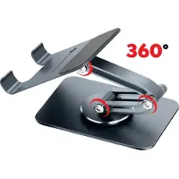 Forcell , Universele opvouwbare en draaibare bureauhouder Fold Stand 2 Aluminium scharnierende arm, Grijs