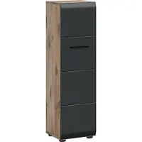 Ebuy24 Ice badkamerkast 1 deur zwart mat, eiken decor.