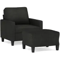 vidaXL Fauteuil met voetenbank 60 cm stof zwart