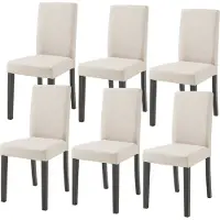 En.casa Eetkamerstoel 'Hamburg', set van 6, gestoffeerde stoel, textiel, houten poten, beige