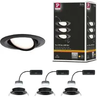 Paulmann Nova Plus Coin per 3 IP23 2.700K zwart Coin, dimbaar, zwart, Hal, Aluminium, Modern
